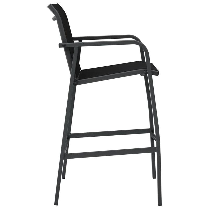 vidaXL Garden Bar Chairs 4 pcs Black Textilene