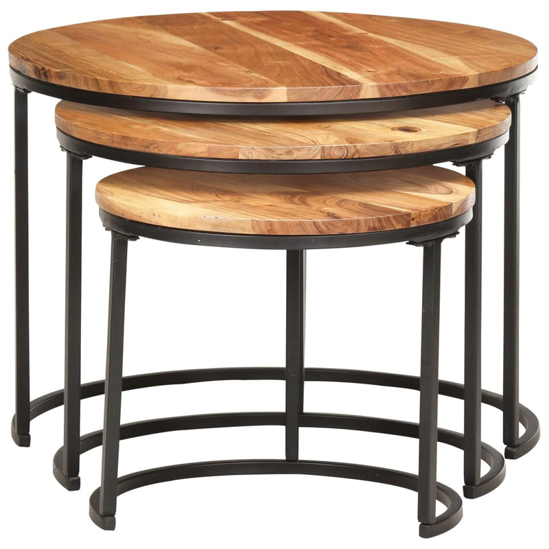 vidaXL Nesting Tables 3 pcs Solid Wood Acacia