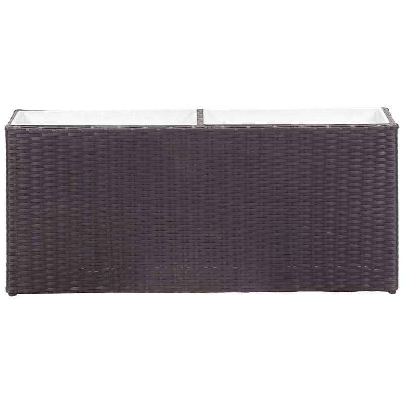 vidaXL Garden Raised Bed with 2 Pots 90x20x40 cm Poly Rattan Black