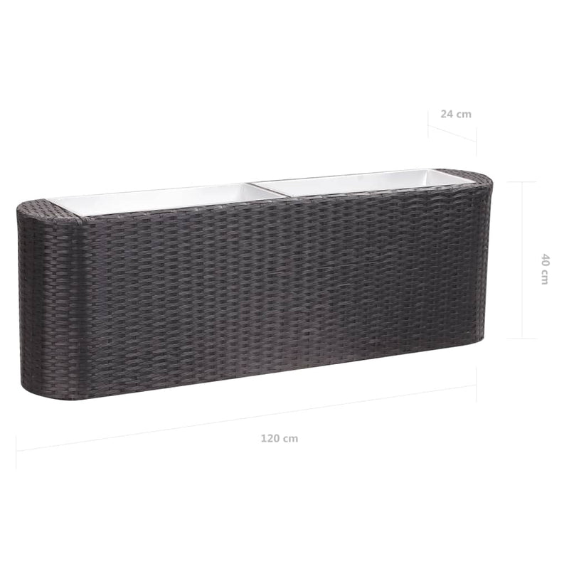 vidaXL Garden Raised Bed 120x24x40 cm Poly Rattan Black