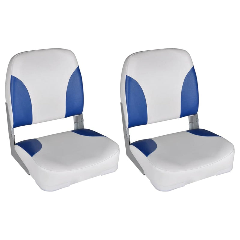 vidaXL Boat Seats 2 pcs Foldable Backrest With Blue-white Pillow 41x36x48 cm