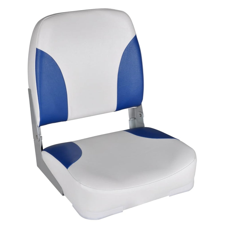 vidaXL Boat Seats 2 pcs Foldable Backrest With Blue-white Pillow 41x36x48 cm
