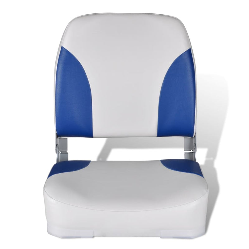 vidaXL Boat Seats 2 pcs Foldable Backrest With Blue-white Pillow 41x36x48 cm