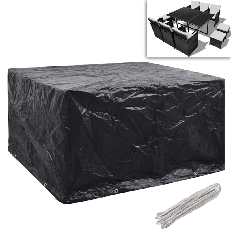 vidaXL Garden Furniture Covers 2 pcs 6 Person Poly Rattan Set 8 Eyelets 172x113cm
