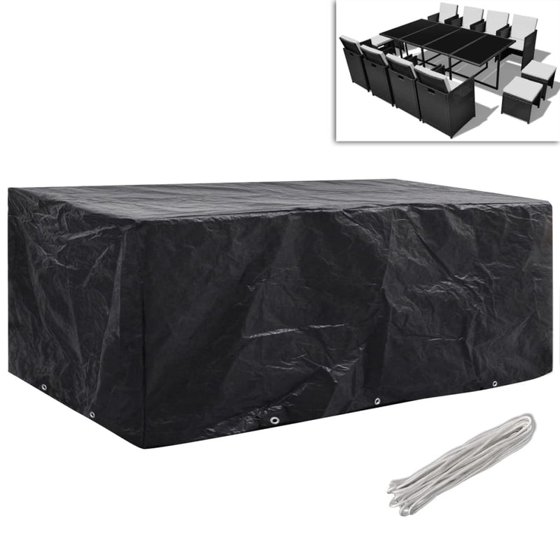 vidaXL Garden Furniture Covers 2 pcs 8 Person Poly Rattan Set 10 Eyelets 229x113 cm