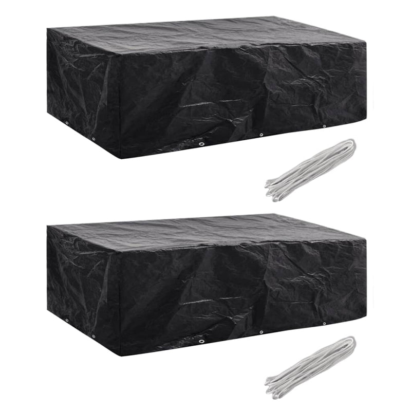 vidaXL Garden Furniture Covers 2 pcs 8 Person Poly Rattan Set 10 Eyelets 300x140 cm