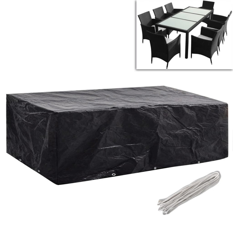 vidaXL Garden Furniture Covers 2 pcs 8 Person Poly Rattan Set 10 Eyelets 300x140 cm