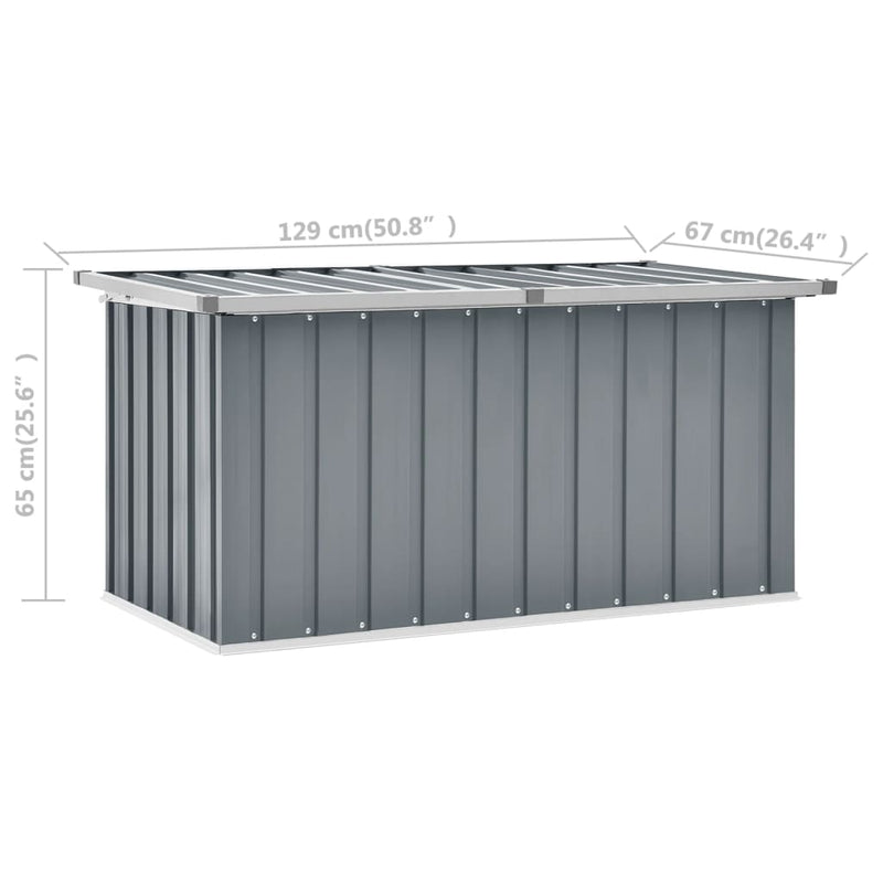 vidaXL Garden Storage Box Grey 129x67x65 cm