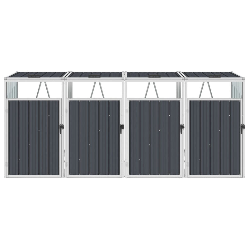 vidaXL Quadruple Garbage Bin Shed Anthracite 286x81x121 cm Steel