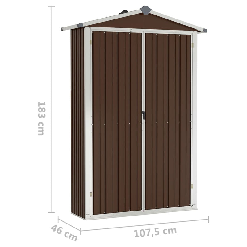 vidaXL Garden Shed Brown 116x45x175 cm Galvanised Steel