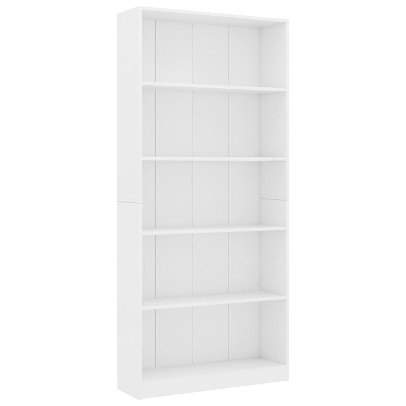 vidaXL 5-Tier Book Cabinet White 80x24x175 cm Engineered Wood