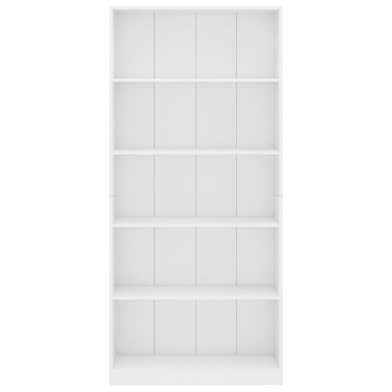 vidaXL 5-Tier Book Cabinet White 80x24x175 cm Engineered Wood