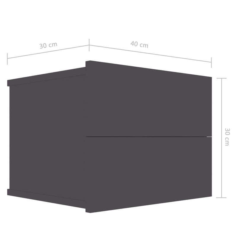 vidaXL Bedside Cabinet Grey 40x30x30 cm Engineered Wood