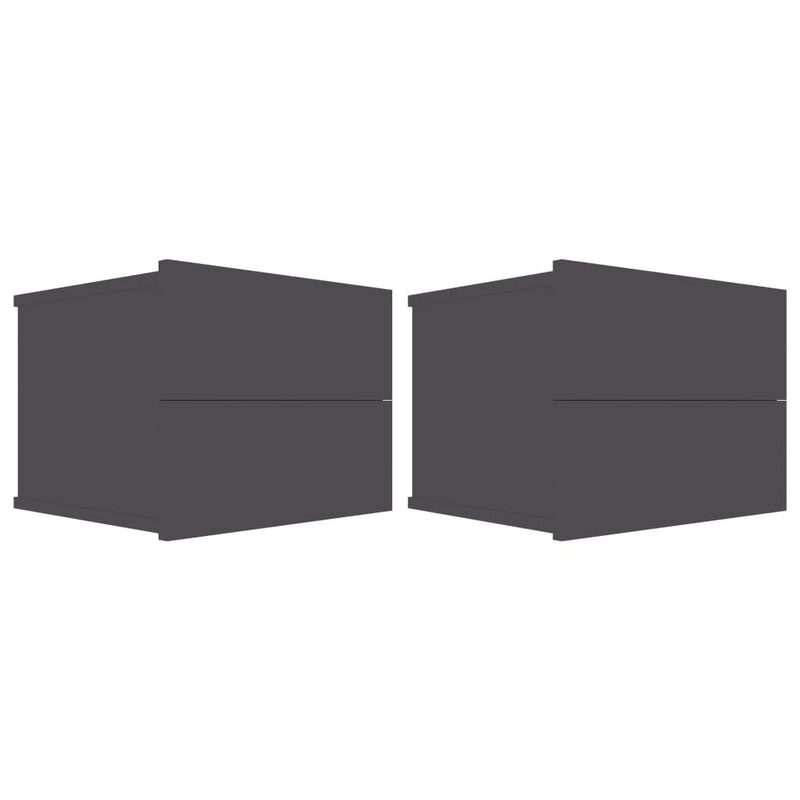 vidaXL Bedside Cabinets 2 pcs Grey 40x30x30 cm Engineered Wood