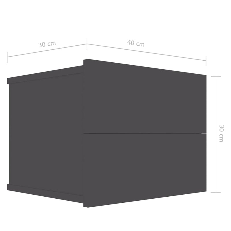 vidaXL Bedside Cabinets 2 pcs Grey 40x30x30 cm Engineered Wood