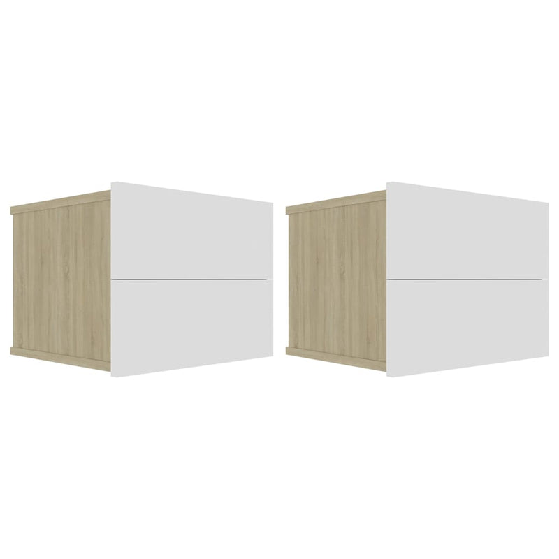 vidaXL Bedside Cabinets 2 pcs White and Sonoma Oak 40x30x30 cm Engineered Wood