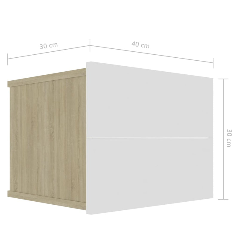 vidaXL Bedside Cabinets 2 pcs White and Sonoma Oak 40x30x30 cm Engineered Wood