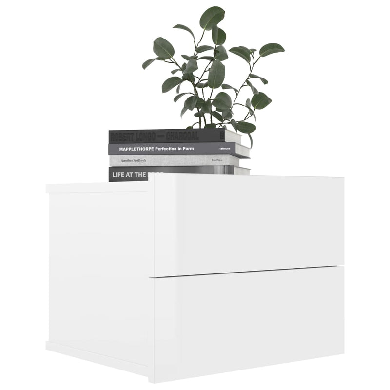vidaXL Bedside Cabinets 2 pcs High Gloss White 40x30x30 cm Engineered Wood
