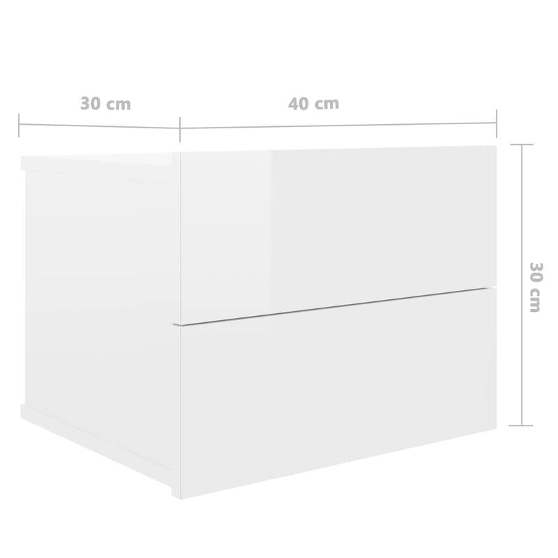 vidaXL Bedside Cabinets 2 pcs High Gloss White 40x30x30 cm Engineered Wood