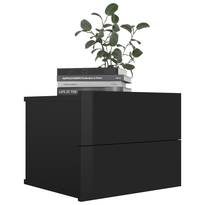 vidaXL Bedside Cabinets 2 pcs High Gloss Black 40x30x30 cm Engineered Wood