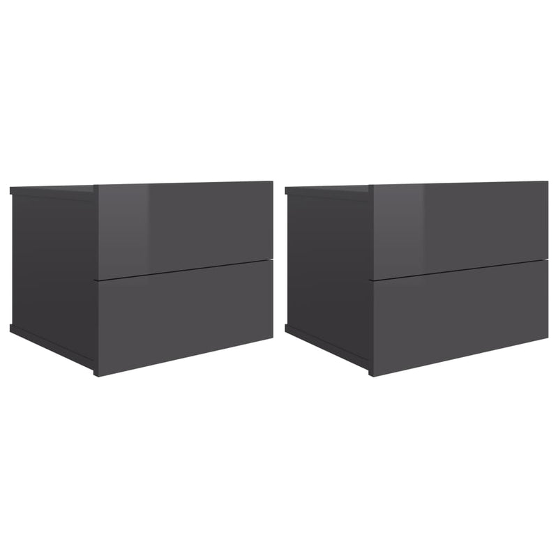 vidaXL Bedside Cabinets 2 pcs High Gloss Grey 40x30x30 cm Engineered Wood