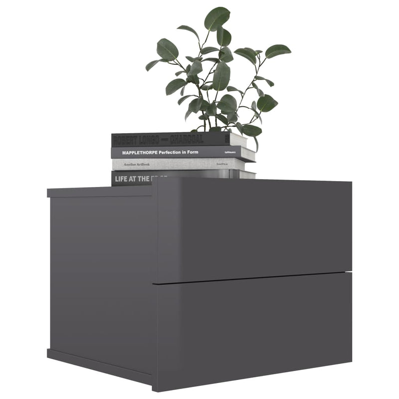 vidaXL Bedside Cabinets 2 pcs High Gloss Grey 40x30x30 cm Engineered Wood