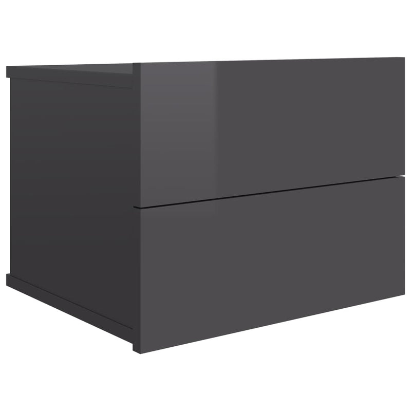 vidaXL Bedside Cabinets 2 pcs High Gloss Grey 40x30x30 cm Engineered Wood