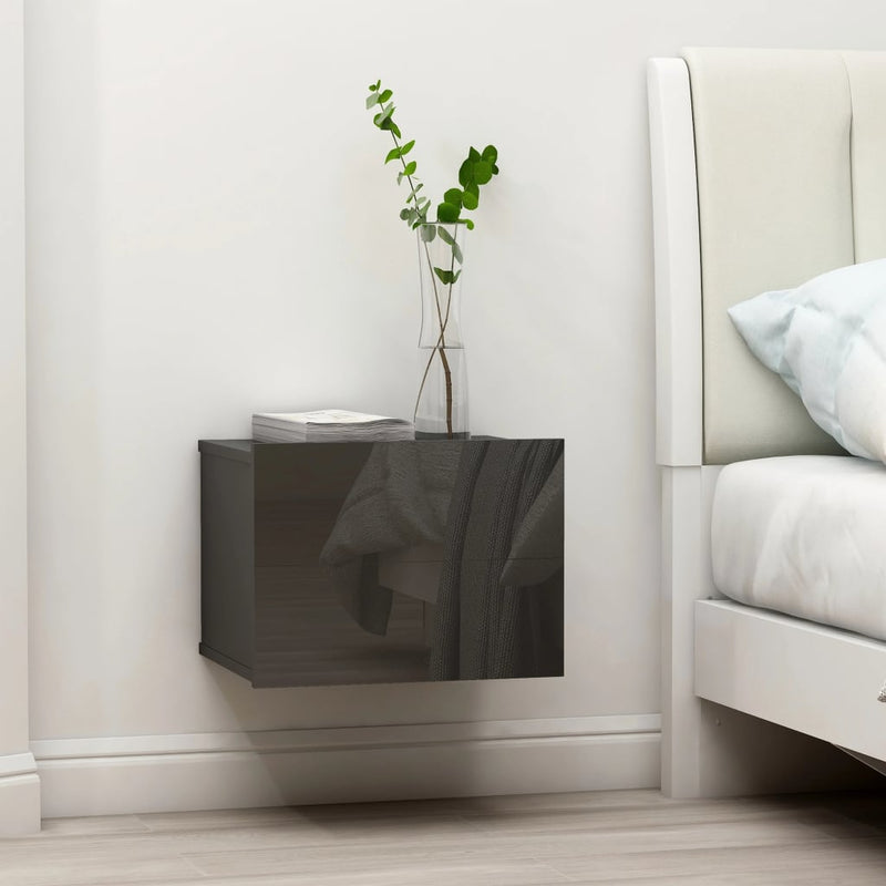 vidaXL Bedside Cabinets 2 pcs High Gloss Grey 40x30x30 cm Engineered Wood