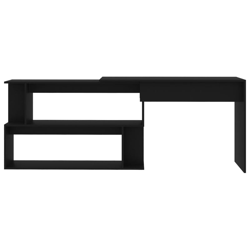 vidaXL Corner Desk Black 200x50x76 cm Engineered Wood