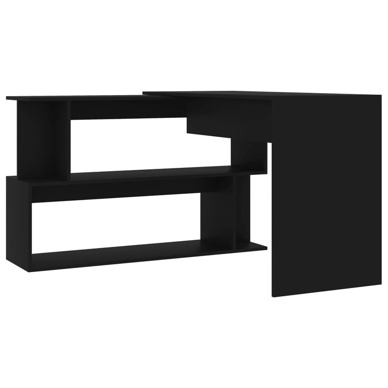vidaXL Corner Desk Black 200x50x76 cm Engineered Wood