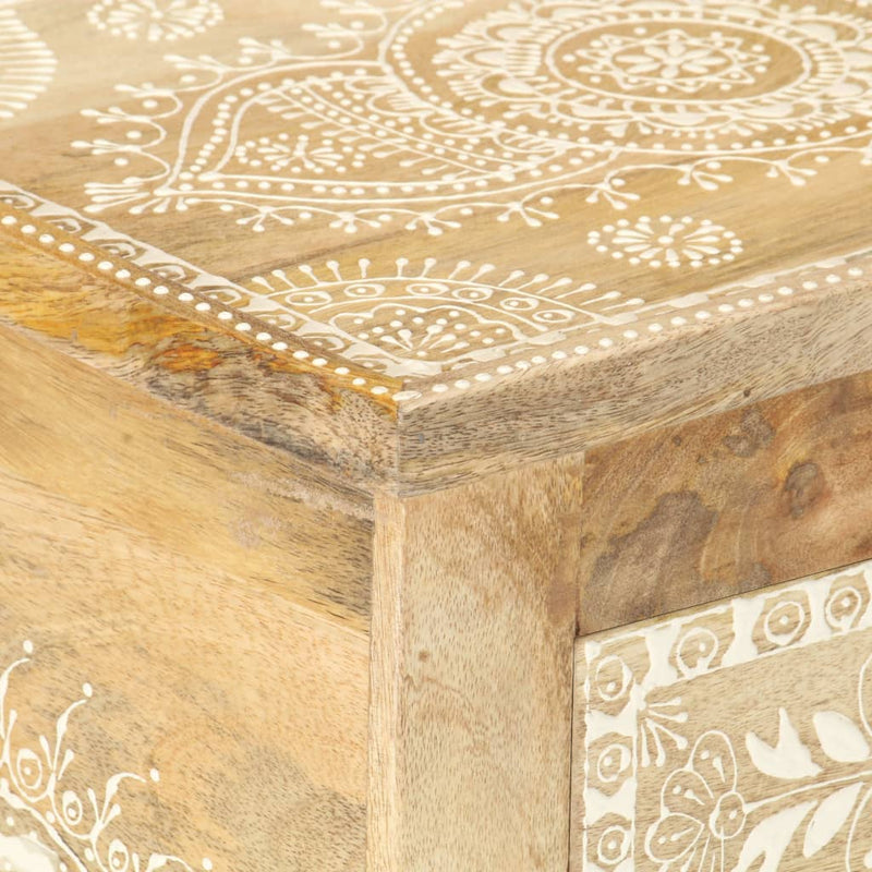 vidaXL Hand Painted Bedside Cabinet 40x30x60 cm Solid Mango Wood