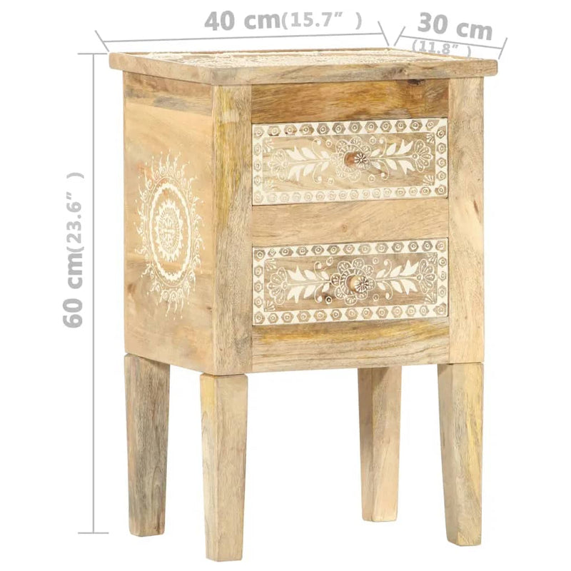 vidaXL Hand Painted Bedside Cabinet 40x30x60 cm Solid Mango Wood