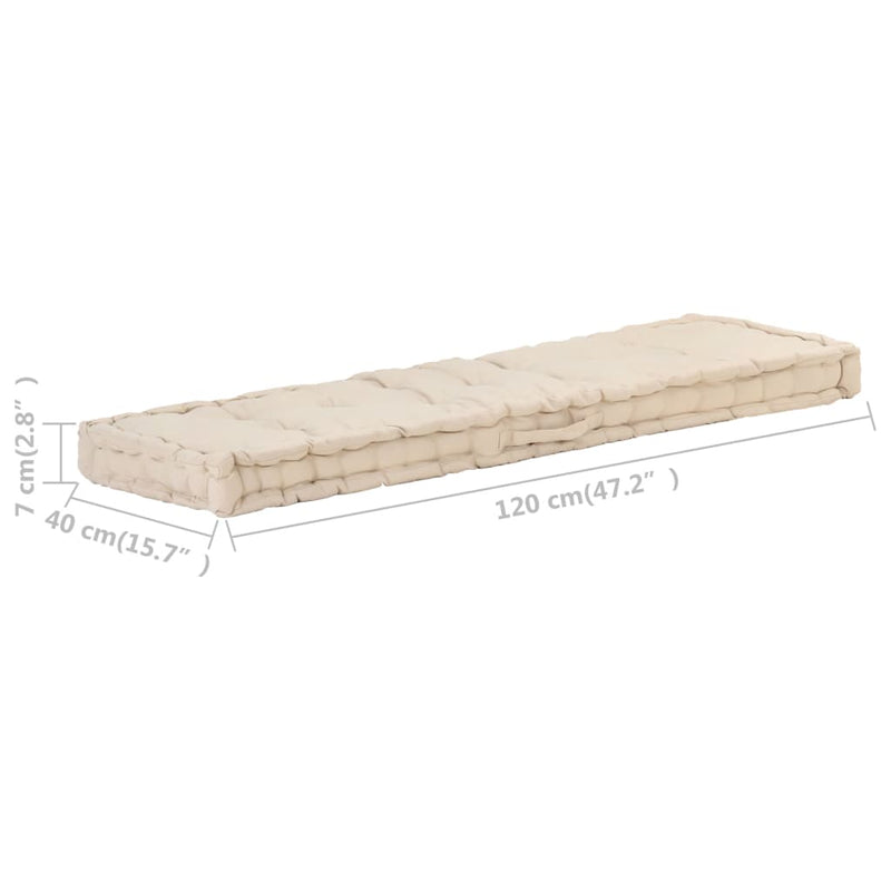 vidaXL Pallet Floor Cushion Cotton 120x40x7 cm Beige