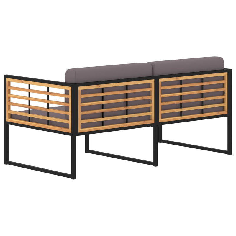 vidaXL Garden Bench with Cushions 136 cm Solid Acacia Wood Dark Grey