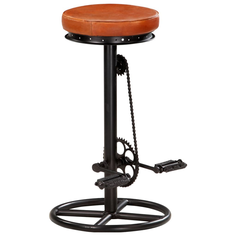 vidaXL Bar Stools 2 pcs Black and Brown Real Goat Leather