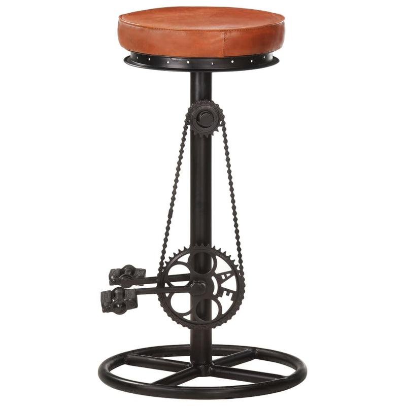vidaXL Bar Stools 2 pcs Black and Brown Real Goat Leather