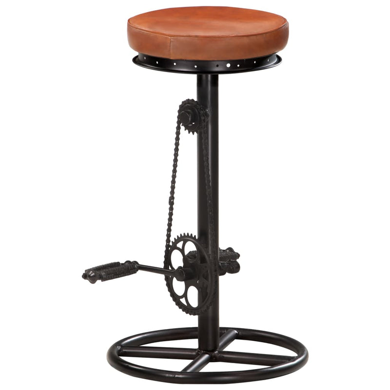 vidaXL Bar Stools 2 pcs Black and Brown Real Goat Leather