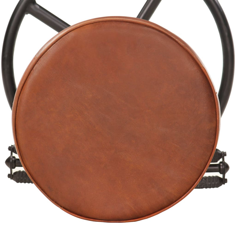 vidaXL Bar Stools 2 pcs Black and Brown Real Goat Leather