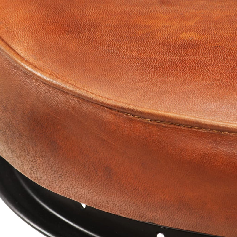 vidaXL Bar Stools 2 pcs Black and Brown Real Goat Leather