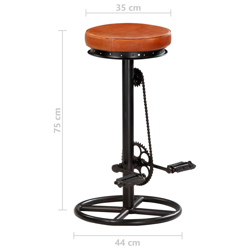vidaXL Bar Stools 2 pcs Black and Brown Real Goat Leather