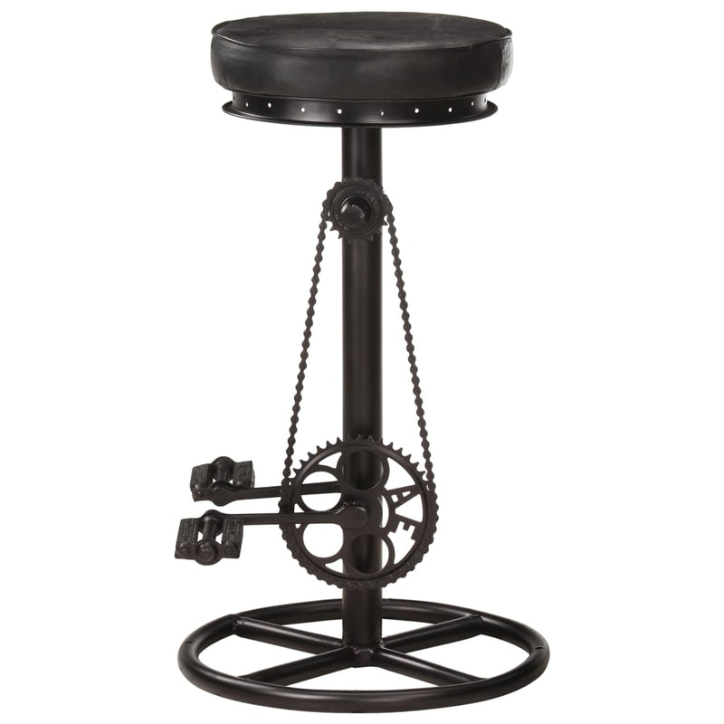 vidaXL Bar Stools 2 pcs Black Real Goat Leather