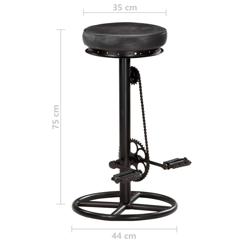 vidaXL Bar Stools 2 pcs Black Real Goat Leather