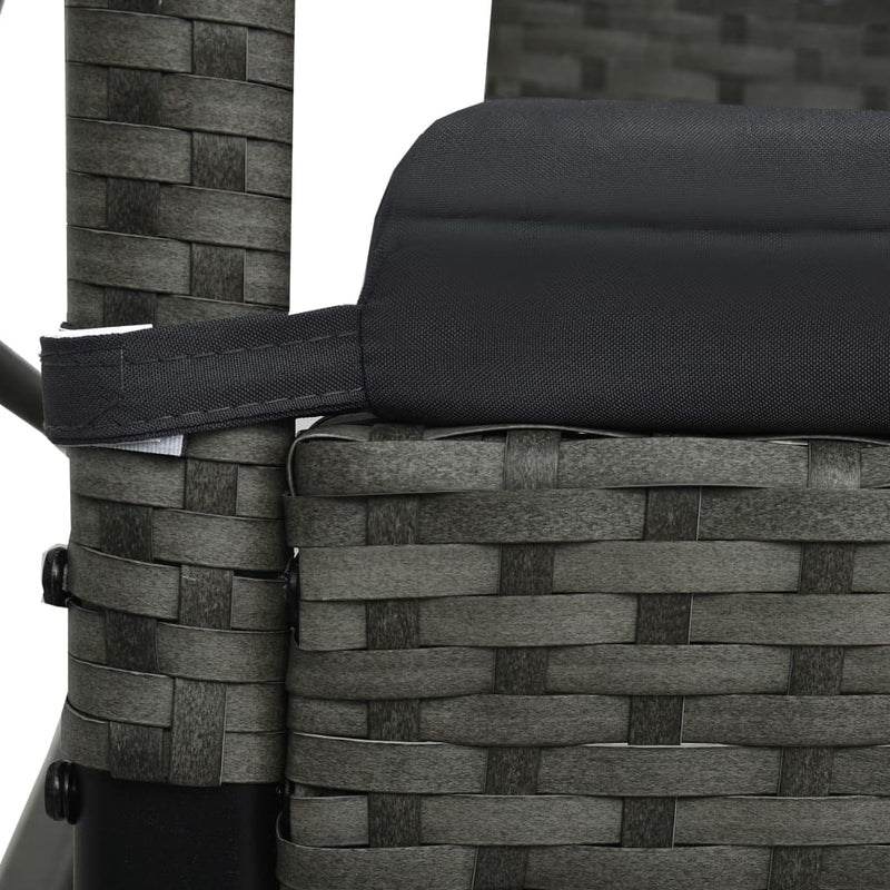 vidaXL 3-seater Garden Swing Bench with Canopy Poly Rattan Grey