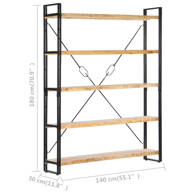 vidaXL 5-Tier Bookcase 140x30x180 cm Solid Mango Wood