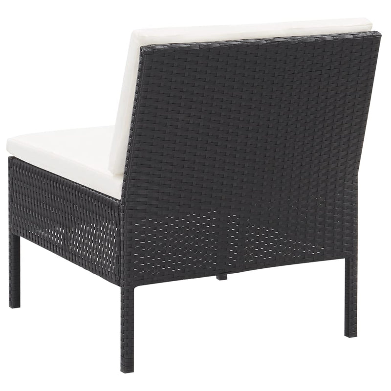 6 Piece Garden Lounge Set with Cushions Poly Rattan Black