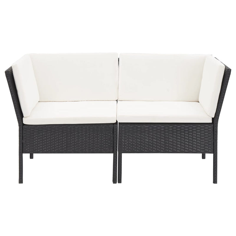 6 Piece Garden Lounge Set with Cushions Poly Rattan Black