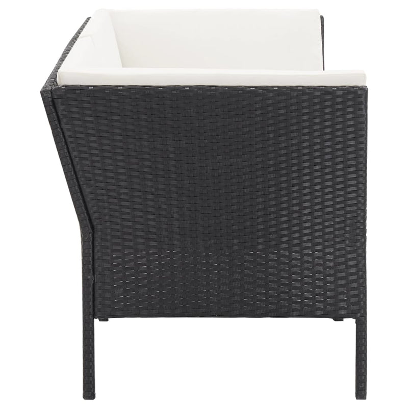 6 Piece Garden Lounge Set with Cushions Poly Rattan Black