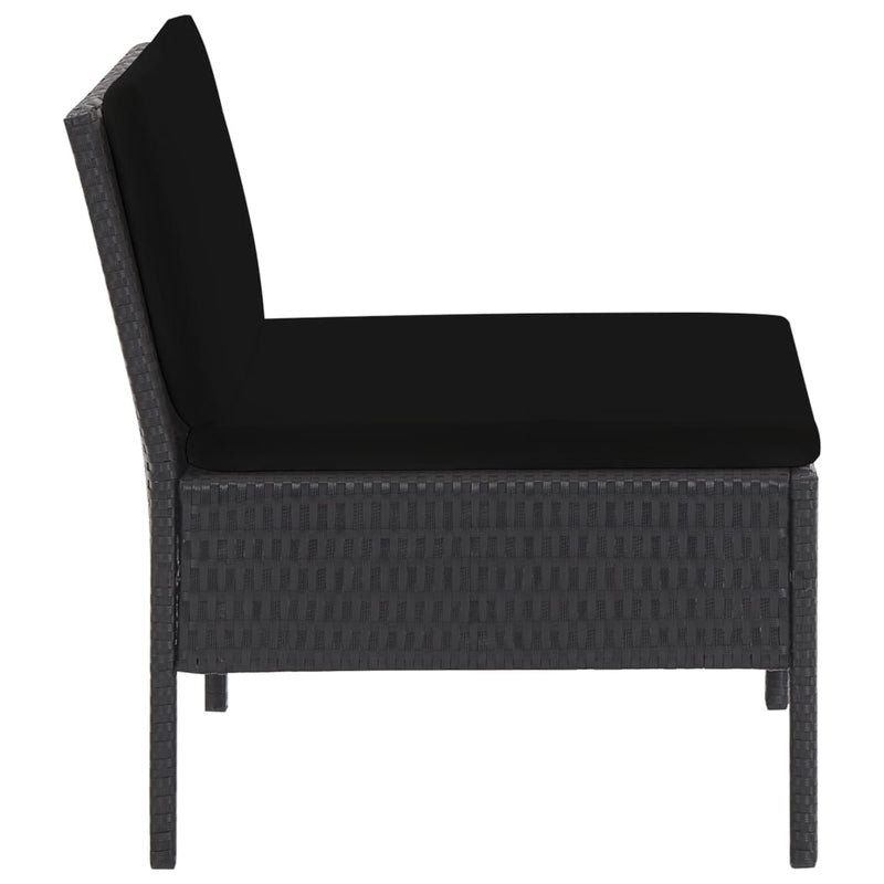 vidaXL 6 Piece Garden Lounge Set with Cushions Poly Rattan Black
