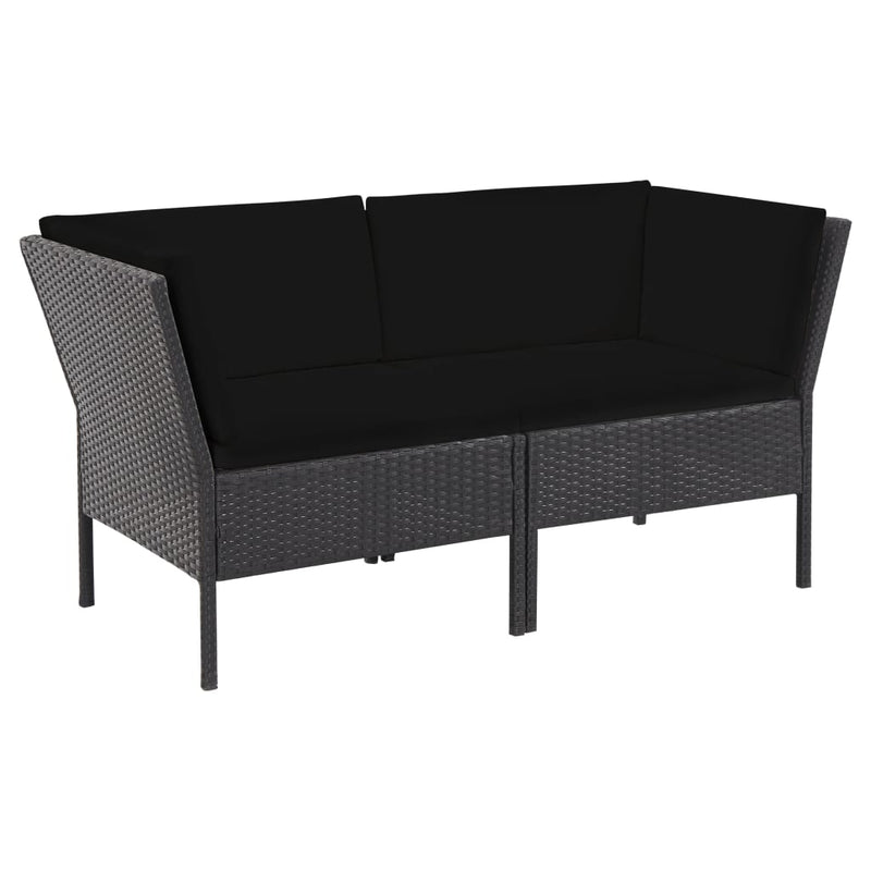 vidaXL 6 Piece Garden Lounge Set with Cushions Poly Rattan Black