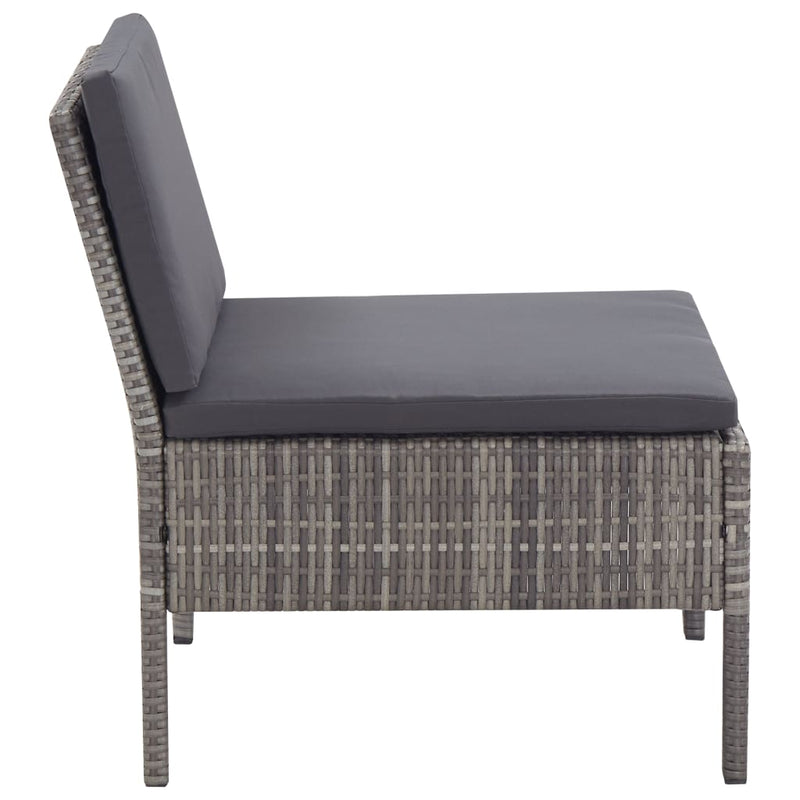 vidaXL 3 Piece Garden Lounge Set with Cushions Poly Rattan Grey